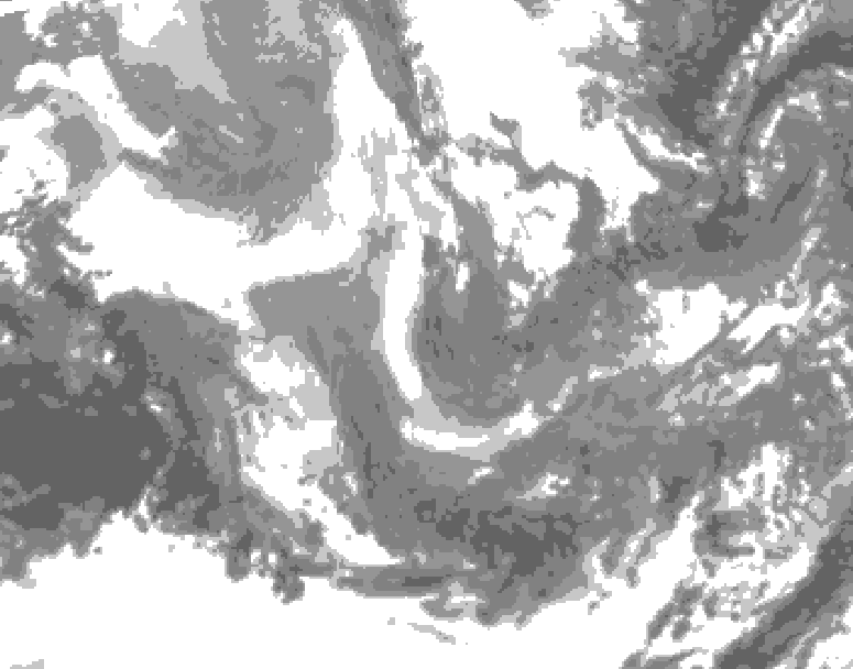 GDPS total cloud 030 hour forecast chart for Canada based on 2025/12/09 0000Z data