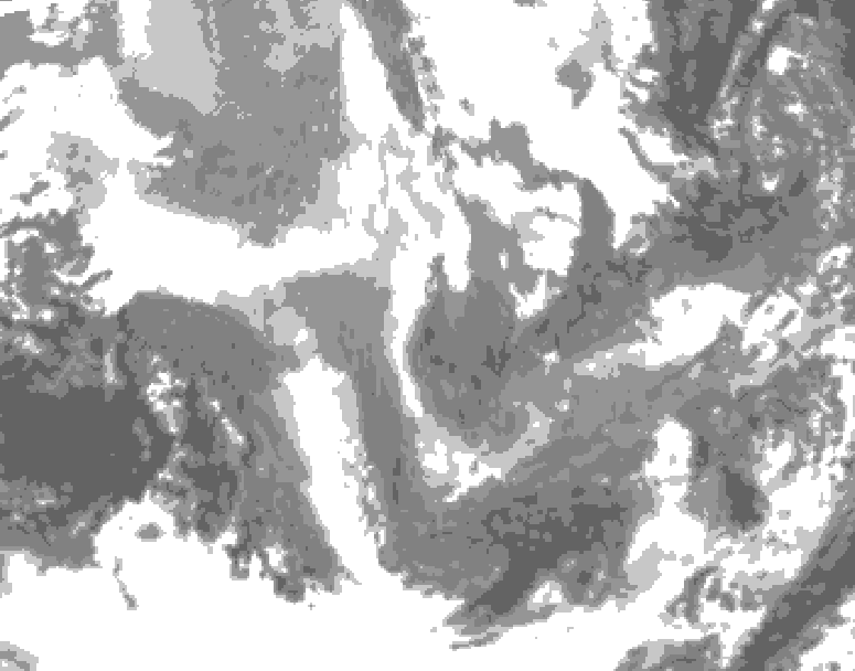 GDPS total cloud 036 hour forecast chart for Canada based on 2025/12/09 0000Z data