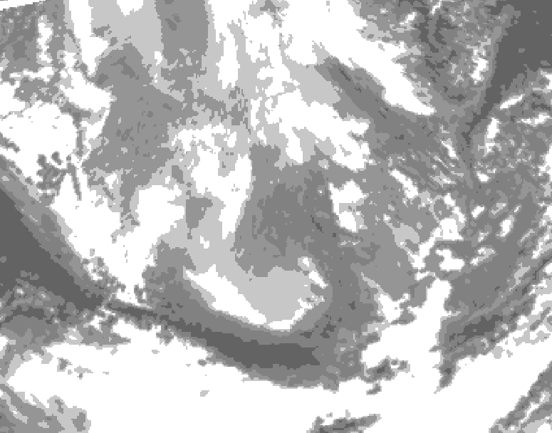 GDPS total cloud 102 hour forecast chart for Canada based on 2025/12/09 0000Z data