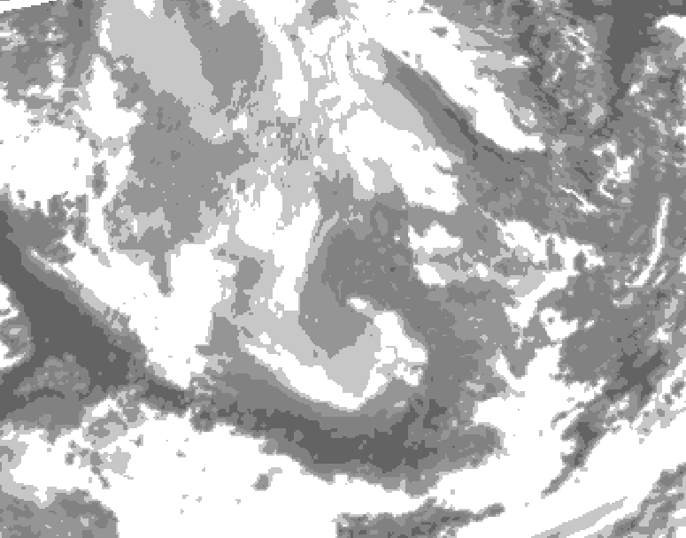 GDPS total cloud 108 hour forecast chart for Canada based on 2025/12/09 0000Z data