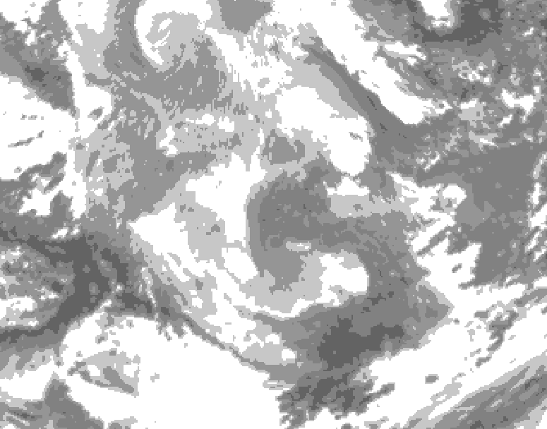 GDPS total cloud 120 hour forecast chart for Canada based on 2025/12/09 0000Z data