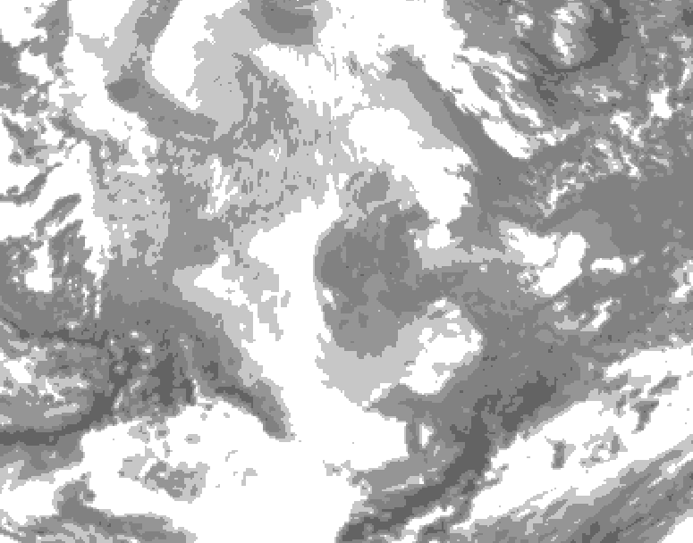 GDPS total cloud 126 hour forecast chart for Canada based on 2025/12/09 0000Z data