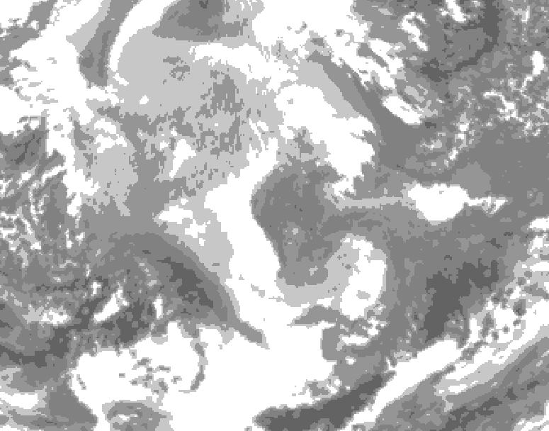 GDPS total cloud 132 hour forecast chart for Canada based on 2025/12/09 0000Z data