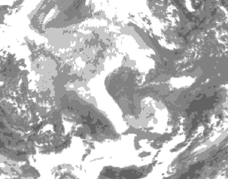 GDPS total cloud 138 hour forecast chart for Canada based on 2025/12/09 0000Z data