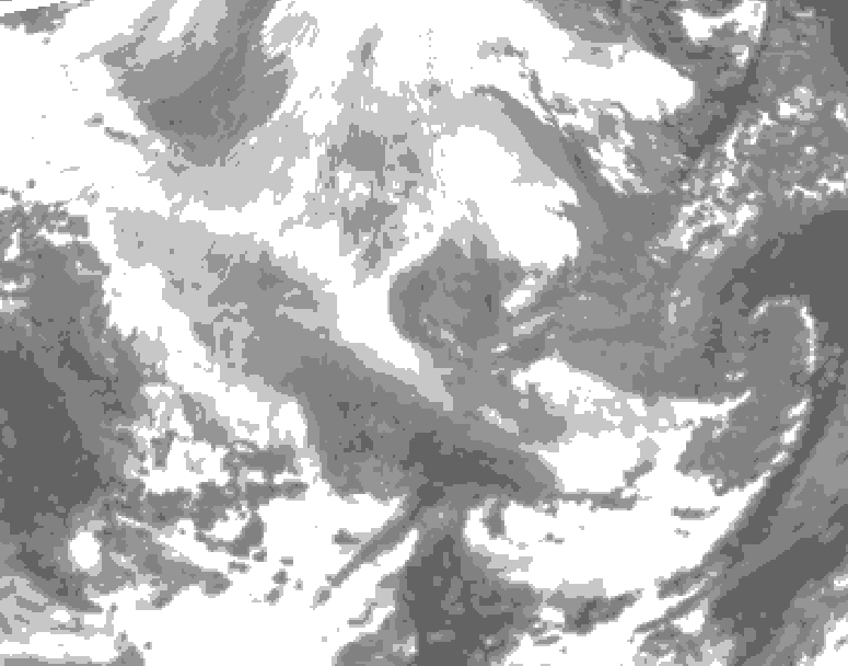 GDPS total cloud 150 hour forecast chart for Canada based on 2025/12/09 0000Z data
