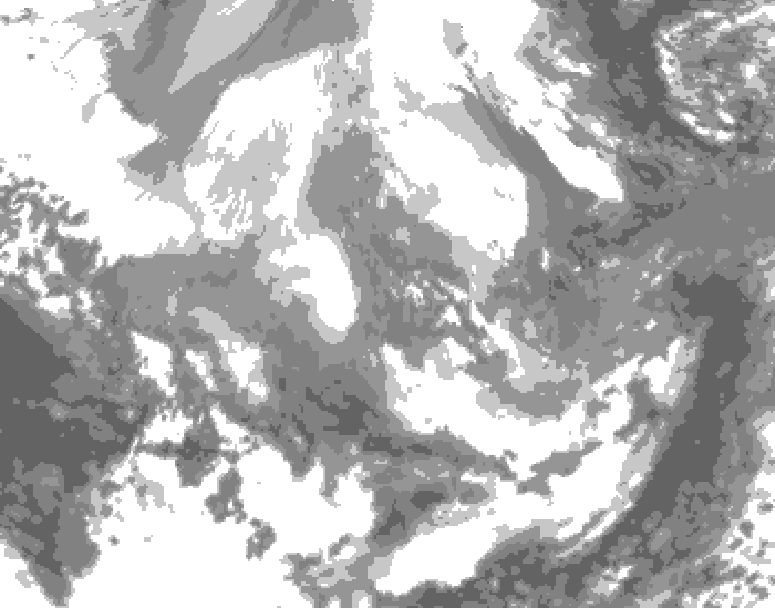 GDPS total cloud 198 hour forecast chart for Canada based on 2025/12/09 0000Z data
