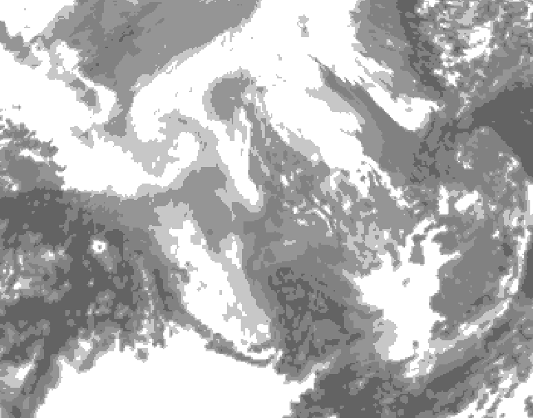 GDPS total cloud 216 hour forecast chart for Canada based on 2025/12/09 0000Z data