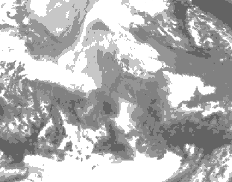 GDPS total cloud 240 hour forecast chart for Canada based on 2025/12/09 0000Z data