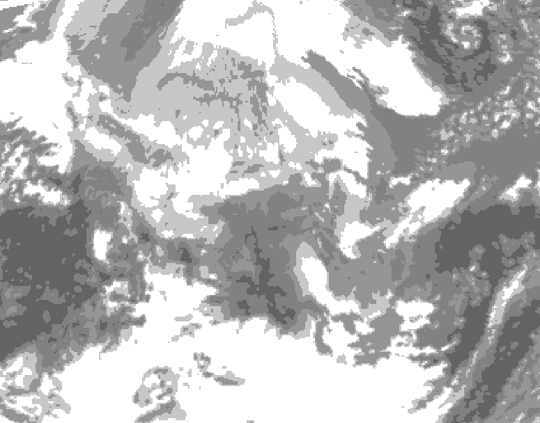 GDPS total cloud 120 hour forecast chart for Canada based on 2025/12/10 0000Z data