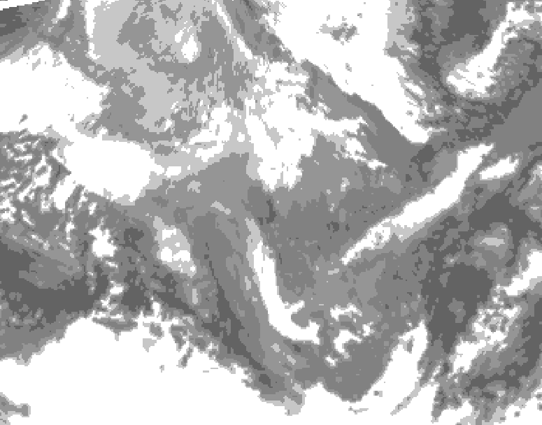GDPS total cloud 018 hour forecast chart for Canada based on 2025/12/10 1200Z data