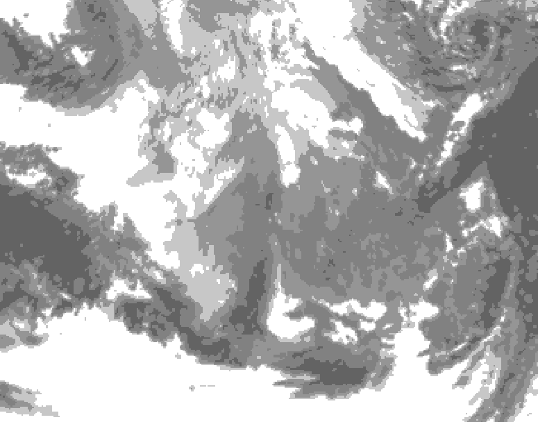 GDPS total cloud 042 hour forecast chart for Canada based on 2025/12/10 1200Z data