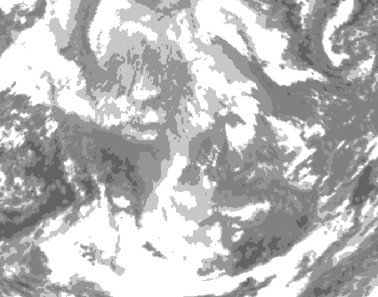 GDPS total cloud 090 hour forecast chart for Canada based on 2025/12/10 1200Z data