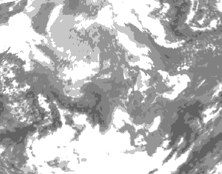 GDPS total cloud 102 hour forecast chart for Canada based on 2025/12/10 1200Z data