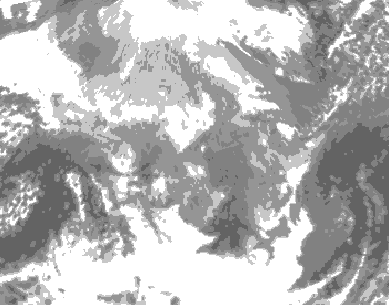 GDPS total cloud 120 hour forecast chart for Canada based on 2025/12/10 1200Z data