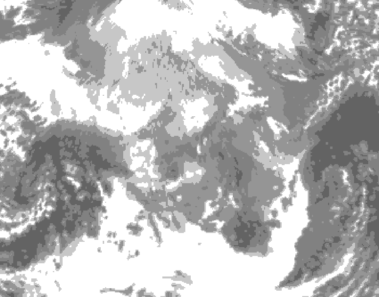 GDPS total cloud 126 hour forecast chart for Canada based on 2025/12/10 1200Z data