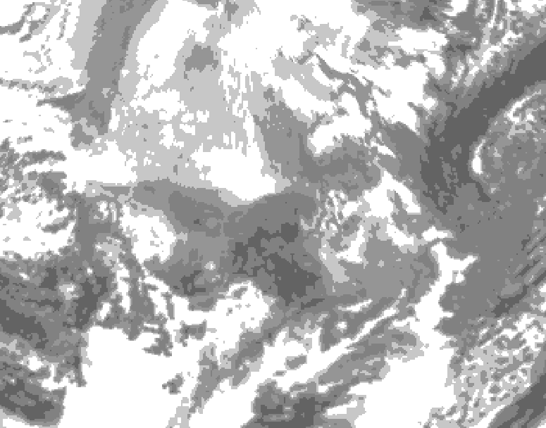 GDPS total cloud 150 hour forecast chart for Canada based on 2025/12/10 1200Z data