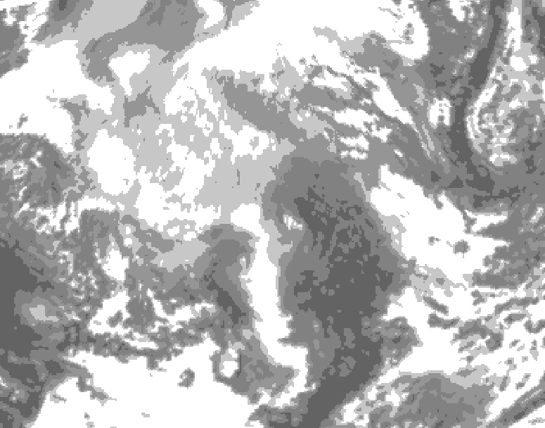 GDPS total cloud 174 hour forecast chart for Canada based on 2025/12/10 1200Z data