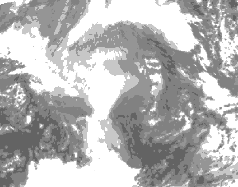 GDPS total cloud 198 hour forecast chart for Canada based on 2025/12/10 1200Z data