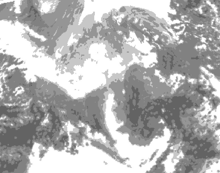GDPS total cloud 216 hour forecast chart for Canada based on 2025/12/10 1200Z data