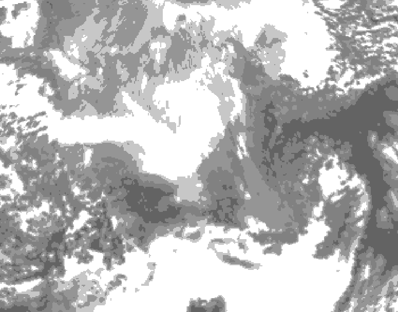 GDPS total cloud 240 hour forecast chart for Canada based on 2025/12/10 1200Z data
