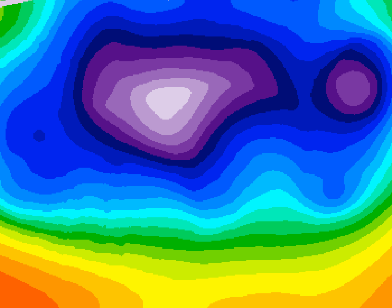 GDPS 500 millibar geopotential height 132 hour forecast chart for Canada based on 2025/12/11 1200Z data
