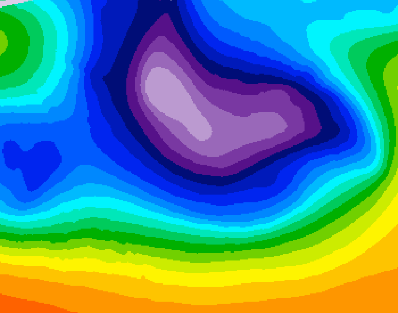 GDPS 500 millibar geopotential height 222 hour forecast chart for Canada based on 2025/12/11 1200Z data