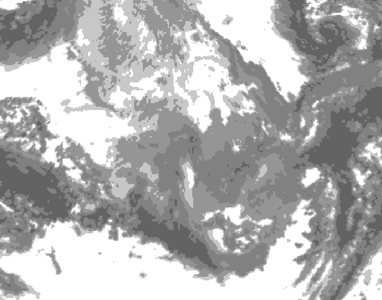 GDPS total cloud 018 hour forecast chart for Canada based on 2025/12/11 0000Z data