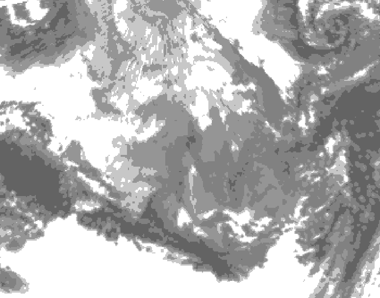 GDPS total cloud 024 hour forecast chart for Canada based on 2025/12/11 0000Z data