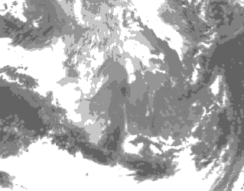 GDPS total cloud 030 hour forecast chart for Canada based on 2025/12/11 0000Z data