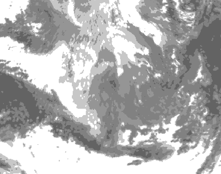 GDPS total cloud 036 hour forecast chart for Canada based on 2025/12/11 0000Z data