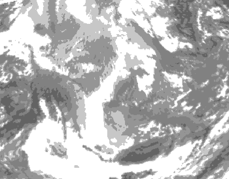 GDPS total cloud 072 hour forecast chart for Canada based on 2025/12/11 0000Z data