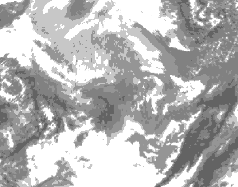 GDPS total cloud 090 hour forecast chart for Canada based on 2025/12/11 0000Z data
