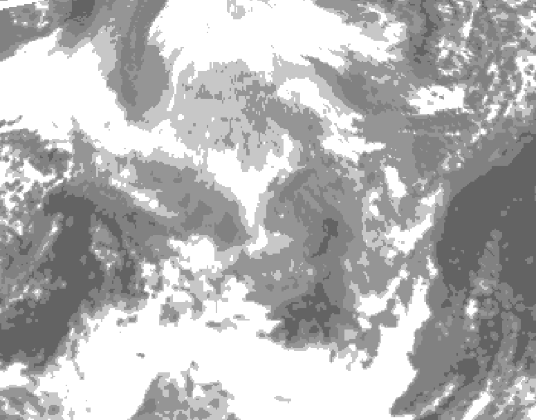 GDPS total cloud 108 hour forecast chart for Canada based on 2025/12/11 0000Z data