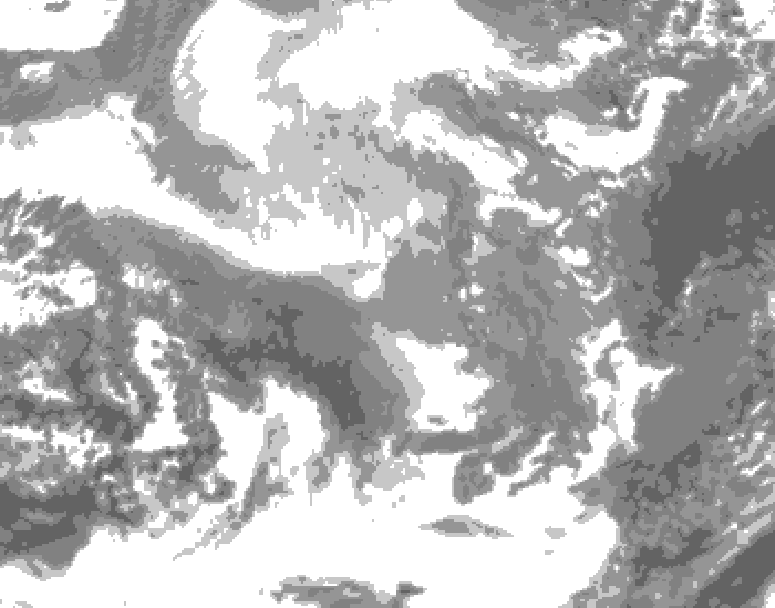 GDPS total cloud 126 hour forecast chart for Canada based on 2025/12/11 0000Z data