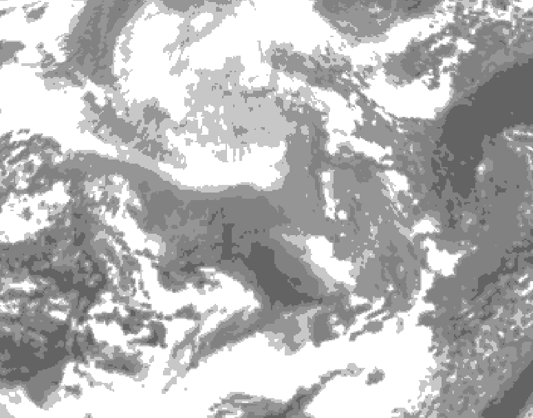 GDPS total cloud 132 hour forecast chart for Canada based on 2025/12/11 0000Z data