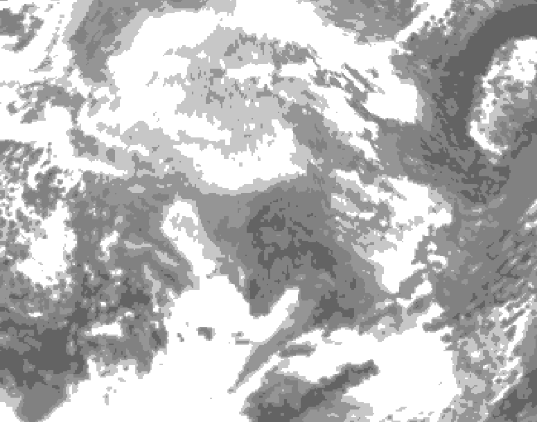 GDPS total cloud 144 hour forecast chart for Canada based on 2025/12/11 0000Z data