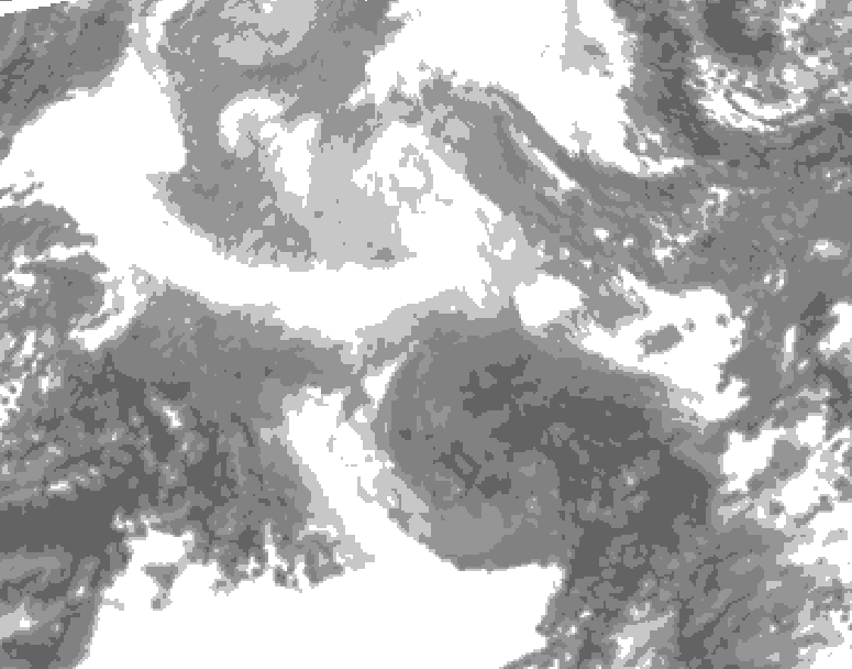 GDPS total cloud 192 hour forecast chart for Canada based on 2025/12/11 0000Z data