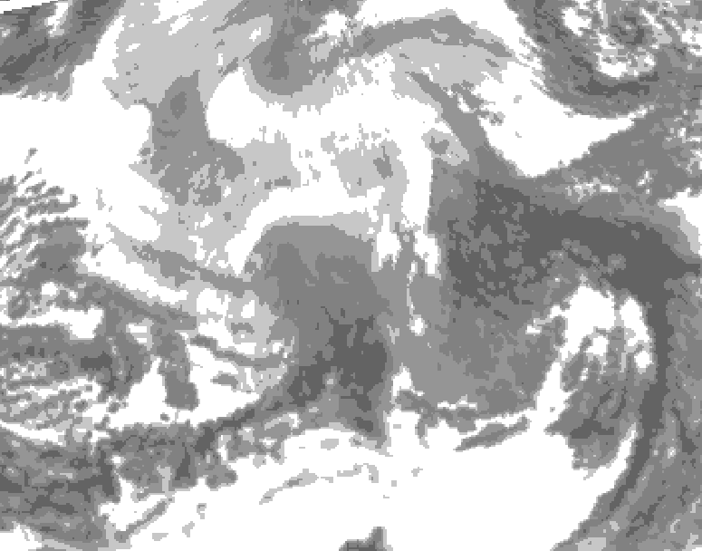 GDPS total cloud 222 hour forecast chart for Canada based on 2025/12/11 0000Z data