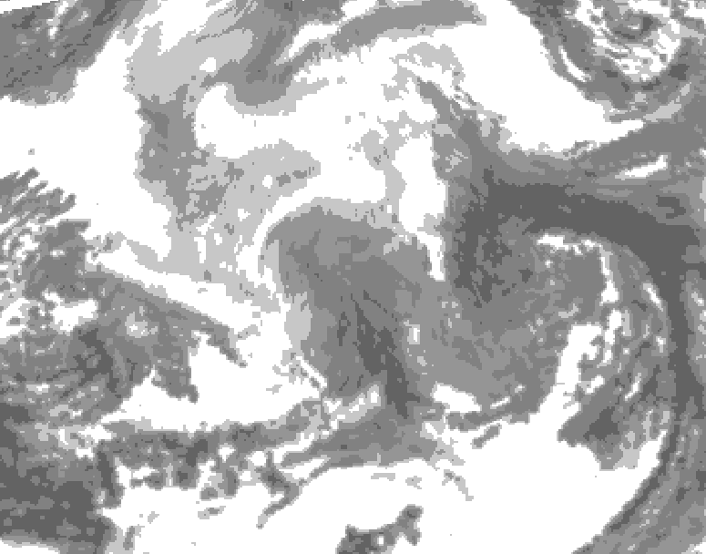 GDPS total cloud 228 hour forecast chart for Canada based on 2025/12/11 0000Z data