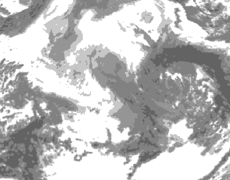 GDPS total cloud 240 hour forecast chart for Canada based on 2025/12/11 0000Z data