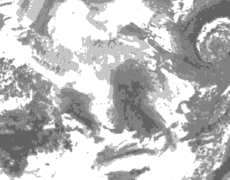 GDPS total cloud 132 hour forecast chart for Canada based on 2025/12/11 1200Z data