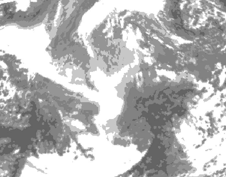 GDPS total cloud 180 hour forecast chart for Canada based on 2025/12/11 1200Z data