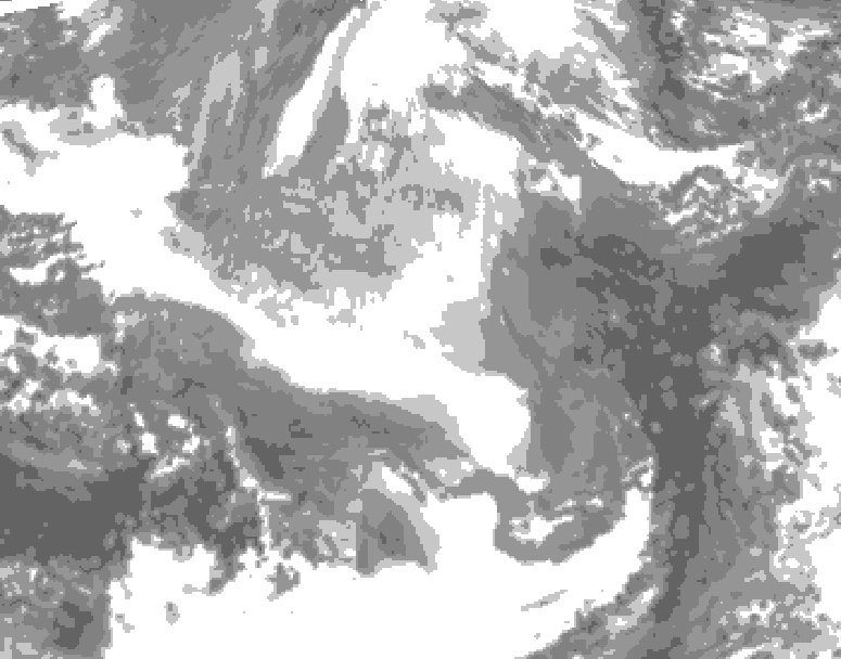 GDPS total cloud 192 hour forecast chart for Canada based on 2025/12/11 1200Z data