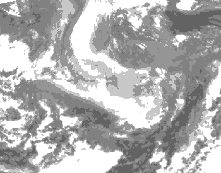 GDPS total cloud 240 hour forecast chart for Canada based on 2025/12/11 1200Z data