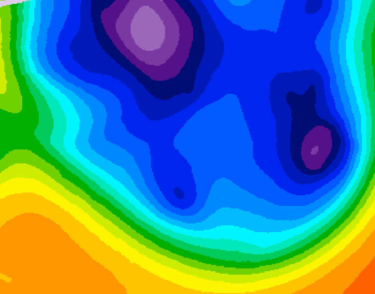 GDPS 500 millibar geopotential height 018 hour forecast chart for Canada based on 2025/12/12 0000Z data