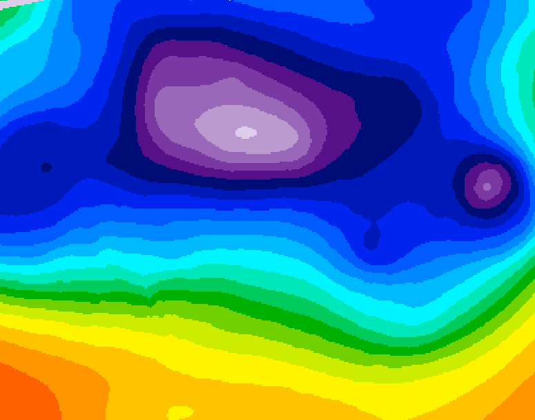 GDPS 500 millibar geopotential height 102 hour forecast chart for Canada based on 2025/12/12 0000Z data