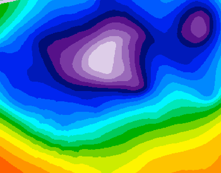 GDPS 500 millibar geopotential height 132 hour forecast chart for Canada based on 2025/12/12 0000Z data