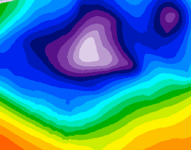 GDPS 500 millibar geopotential height 138 hour forecast chart for Canada based on 2025/12/12 0000Z data