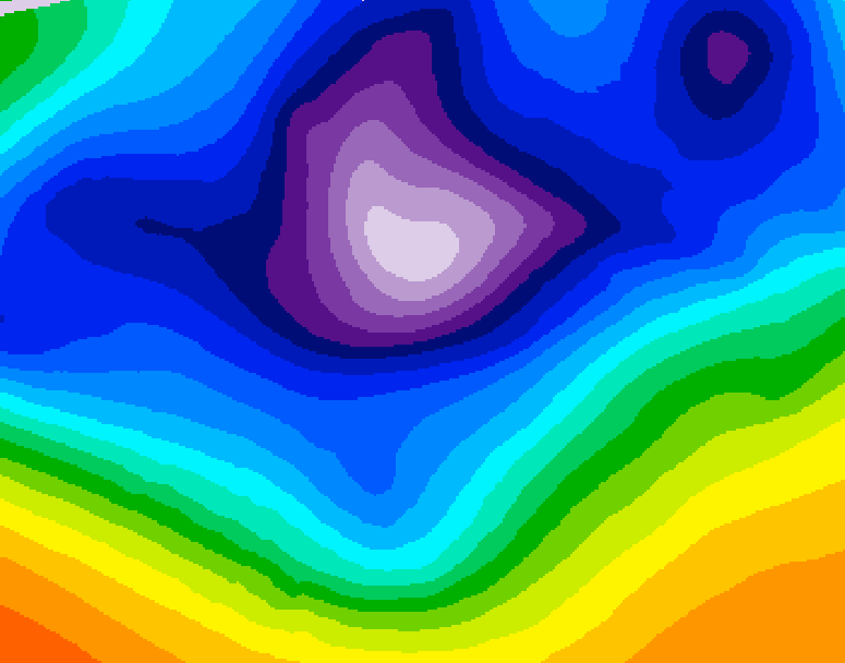 GDPS 500 millibar geopotential height 150 hour forecast chart for Canada based on 2025/12/12 0000Z data