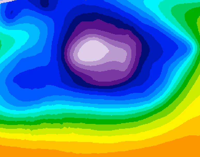 GDPS 500 millibar geopotential height 222 hour forecast chart for Canada based on 2025/12/12 0000Z data